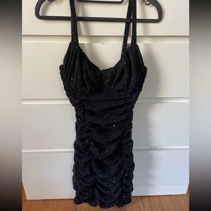 WINDSOR Black Sequin Ribbed Mini Dress